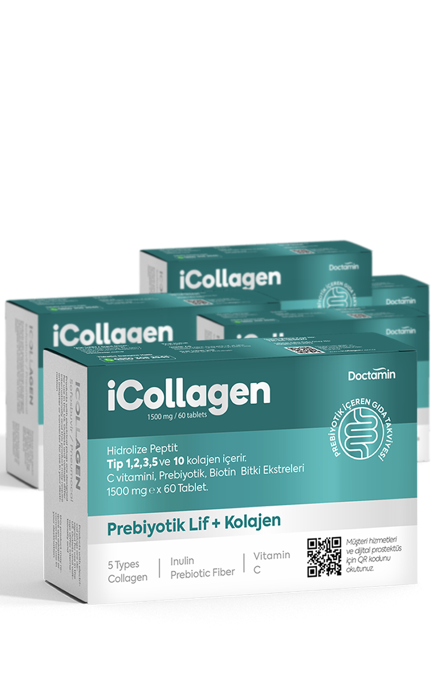 5 Kutu iCollagen® Tablet 5 Tip Kolajen + Prebiyotik