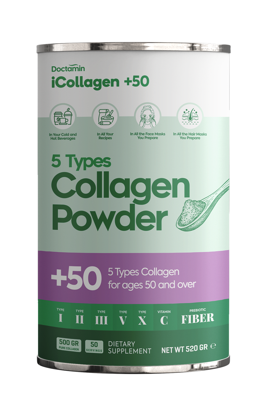 iCollagen® 50+ Prebiyotikli %100 Saf Ve Doğal Hidrolize Kolajen Peptitler